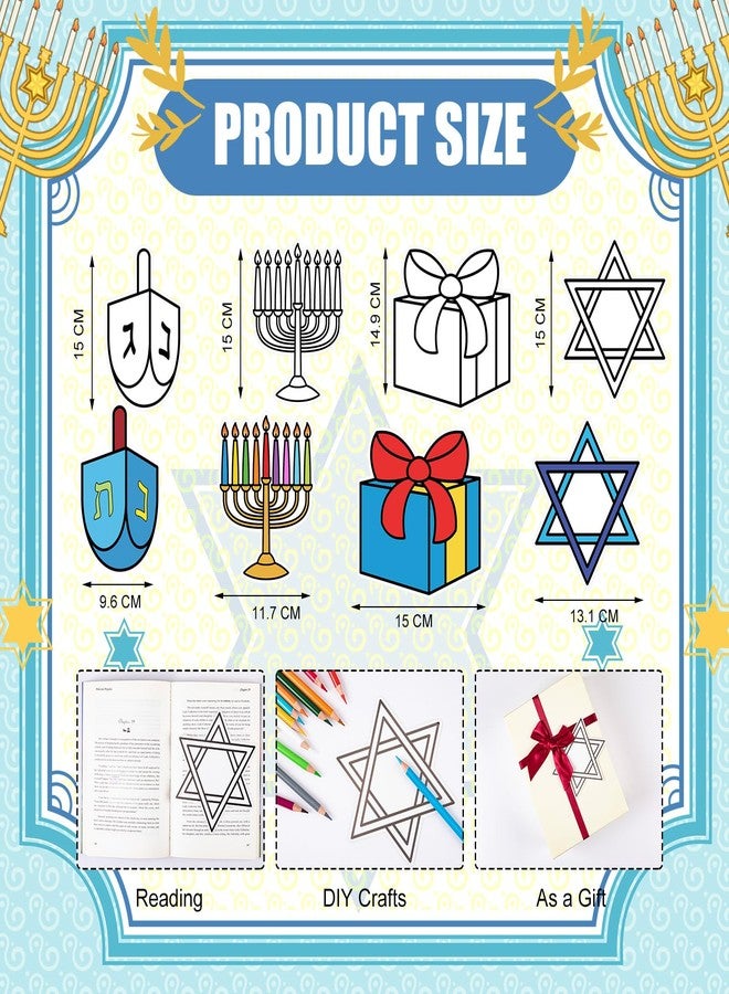 Moinchore 48 Pcs Hanukkah Crafts Color Your Own DIY Paper Star of David Menorah Dreidel Color Drawing DIY Craft Gifts for Men Women Holiday Hanukkah Birthday Painting Activities Party Favors Supplies - Image 3